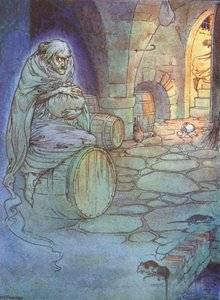 Den gamle mannen kledd i grått, en legende fra Dover (fargelitografi) av Harry George Theaker