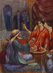 Prinsessen og tryllekunstneren (fargelitografi) av Harry George Theaker