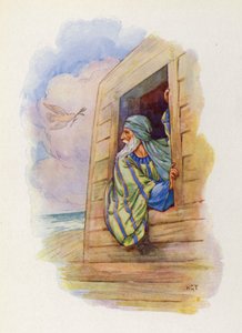 Duen kom tilbake med et olivenblad i nebbet (fargelitografi) av Harry George Theaker