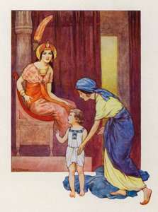 Moses#39; mor tok ham med til prinsessen (fargelitografi) av Harry George Theaker