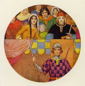 Det var en strålende samling av riddere og damer oppe i tribunen (fargelitografi) av Harry George Theaker
