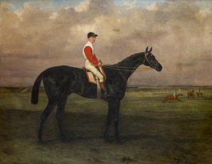 Chippendale-En veddeløpshest med jockey oppe på Newmarket Racecourse, ca. 1874 (olje på lerret) av Harry Hall