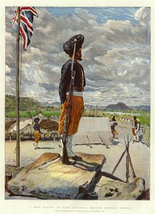 En Sikh Sentry ved Fort Johnston, Britisk Sentral-Afrika