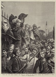 Ingen andre enn de modige fortjener messen, en skisse i folkemengden under mottakelsen av Osman Pasha i Konstantinopel av Harry Hamilton Johnston
