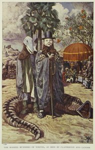 De maskerte mummerne av Yoruba, sett av Clapperton og Lander, illustrasjon fra "Pioneers of West Africa", 1912 av Harry Hamilton Johnston