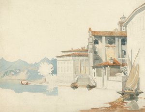 Ved bredden av en italiensk innsjø av Harry John Johnson