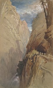 Via Mala, Sveits, 1854, (wc og kroppsfarge på grått papir)
