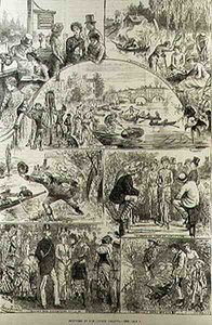 Skisser ved Henley Regatta, fra The Illustrated London News, 7. februar 1881 av Harry after Furniss