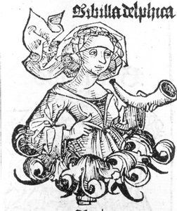 Representasjon av Pythia of Delphi. Xilografi fra "Liber chronicarum" av Hartmann Schedel, Nürnberg 1497 av Hartmann Schedel