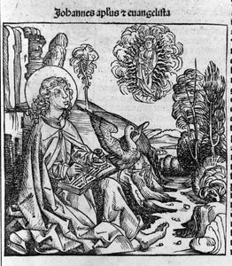 Representasjon av evangelisten Saint John. Gravering fra «Liber chronicarum» (Nürnberg-krøniker) av Hartmann Schedel 1493 av Hartmann Schedel