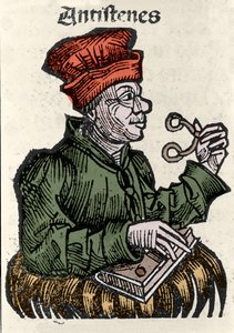 Den greske filosofen Antisthene (444-365 f.Kr.). Xylografi av "" Chronicles of Nuremberg"" av Hartmann Schedel av Hartmann Schedel