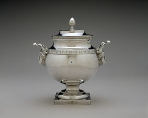 sukkerbolle, ca. 1810-1835 (sølv) av Harvey Lewis