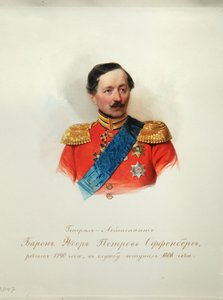 Portrett av general baron Fyodor Petrovich von Offenberg 1789-1857 fra albumet til de keiserlige hestevaktene, 1846-1849