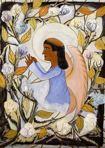 Engelen Saint Francis i bønn; Ange St. Francis en Priere, ca. 1947-48 (olje på masonitt) av Hector Hyppolite