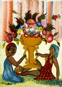 To prestinner med vase av Hector Hyppolite