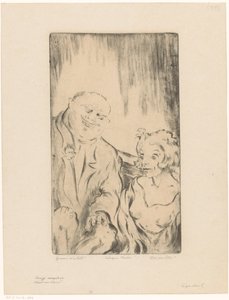 Sau og gris (original tittel på objekt) Mann og kvinne (serietittel) av Hein von Essen (signed by artist)