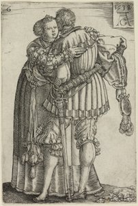 Couple Embracing, plate seks fra The Large Wedding-Dancers av Heinrich Aldegrever