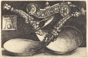 Design for to skjeer og en hundefløyte, 1539. av Heinrich Aldegrever
