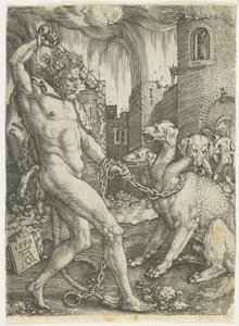 Hercules Chains Cerberus, 1550 av Heinrich Aldegrever