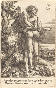 Hercules kjemper mot elven Gud Achelous av Heinrich Aldegrever