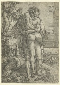Hercules kjemper mot elveguden Achelous Labours of Hercules (serietittel) av Heinrich Aldegrever