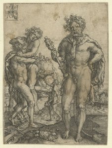 Hercules beseirer Antaeus Labours of Hercules (serietittel) av Heinrich Aldegrever