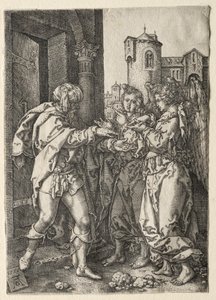Historien om Lot: Lot tar imot englene av Heinrich Aldegrever