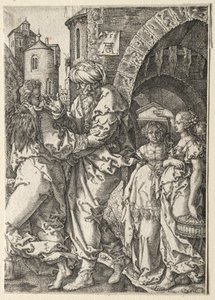 Historien om Lot: Lot og hans familie på flukt fra Sodoma av Heinrich Aldegrever