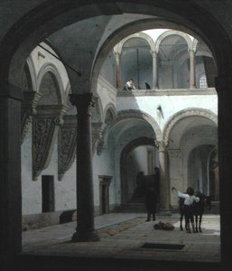 Gårdsplassen til Palazzo Fava, Bologna av Heinrich Hansen