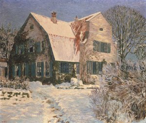 Hus og hage under snø