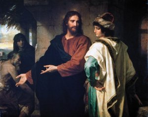 Jesus og den rike unge herskeren av Heinrich Karl Hofmann