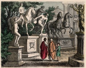 Antikkens Hellas: Statuer av olympiske mestere reist i Olympia, 1866 av Heinrich Leutemann