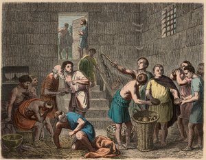 Det gamle Roma: utdeling av mat til slaver om kvelden, 1866