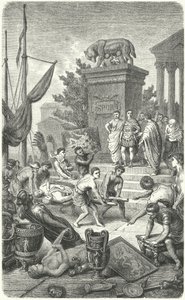 Ankomst av antikke greske kunstverk tatt til Roma (gravering) av Heinrich Leutemann