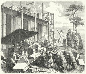 Bygging av et tempel på Aventine-høyden, Roma (gravering) av Heinrich Leutemann