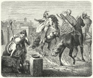 Jugurtha av Numidia forlater den korrupte byen Roma (gravering) av Heinrich Leutemann