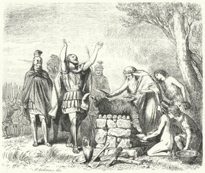 Pausanias making a sacrifice to the Gods before the Battle of Plataea, 479 BC (engraving) av Heinrich Leutemann