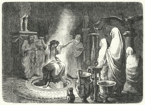 Pythia, yppersteprestinne av Apollon-tempelet i Delphi (gravering)
