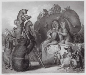 Reynard Reven: Reynard på henrettelsesstedet (gravering)