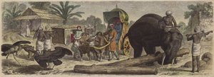 Scene i Bengal, India (farget gravering) av Heinrich Leutemann