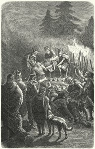 Suebi-begravelse i det gamle Tyskland (gravering) av Heinrich Leutemann