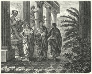 Den romerske keiseren Augustus, Gaius Maecenas og Virgil (gravering) av Heinrich Leutemann