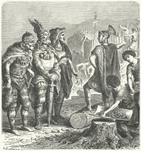 Den romerske generalen Stilicho forhandler med goterne, c400 (gravering) av Heinrich Leutemann