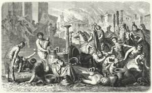 Romerne bærer bort kunstskattene i Hellas (gravering) av Heinrich Leutemann