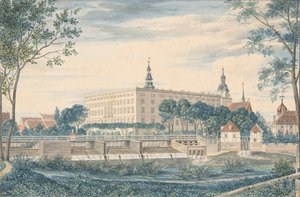 Utsikt over Dessau slott fra øst, 1820. av Heinrich Olivier
