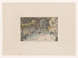 Utsikt over en foss ved Orbe à Orbe (tittel på objekt) Utsikt over Sveits (serietittel) Collection de quelques vues dessinées en Suisse d