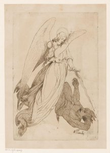 Angel løfter en kvinnelig helgen og beseirer en demon av Heinrich Vianden