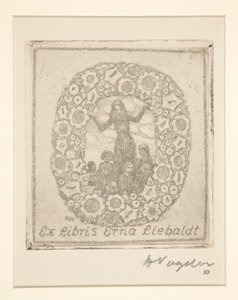 Bokplate: Ex Libris Erna Liebaldt av Heinrich Vogeler
