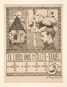 Bokplate: Ex Libris Hans Mueller-Brauel av Heinrich Vogeler