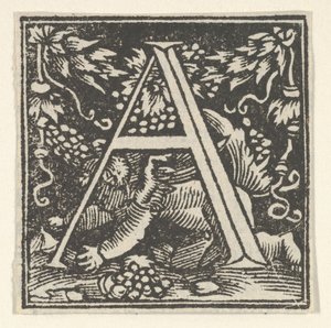 Forbokstav A med putto, ca. 1538. av Heinrich Vogtherr